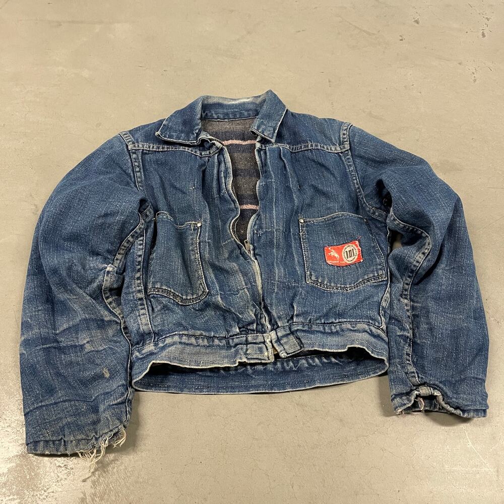 Vintage 50s kids Montgomery Ward "101" Zip-Front Blanket-Lined Denim Jacket